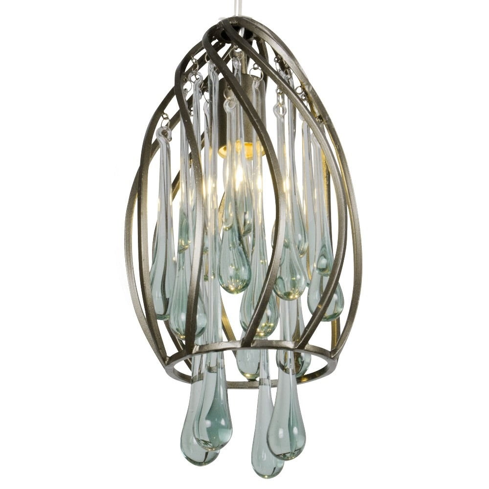Contemporary New Bronze Mini Pendant with Recycled Glass