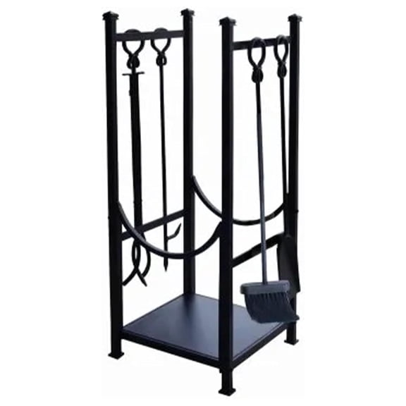 15234 Log Bin and Fireplace Tool Set with 4 Tools, Black
