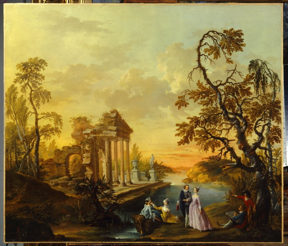 1525 Watteau De Lille (1731-1798) French School Canvas Art - (24 x 18)