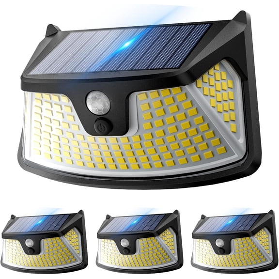 152LED Solar Motion Light Outdoor, 850LM Super Bright 3-Mode Motion Sensor Lights, Outdoor IP65 Waterproof 270 Wide Security Light, Solar Powered Flood Lamp for Garden Wall Fence Garage 4 Pack