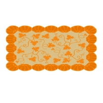 152x213cm Autumn Maple Leaves Pumpkin Pattern Lace Tablecloth Halloween Party Supplies Accessories Table Cover for Thanksgiving Day (Orange)