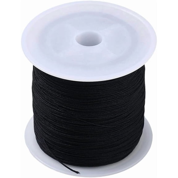 153.11 Yards 0.5mm Black Bead Cords Round Polyester Chinese Knot String Durable Braid Bracelets Beading Thread with Spool