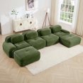 thumbnail image 1 of 151" Modern Compressed Boneless Couch with Ottoman, 4 Seater Large U Shaped Sectional Couches for Living Room, Green Corduroy Cloud Modular Sectional Sofa, Memory Foam, Extra Deep, No Assembly, 1 of 13
