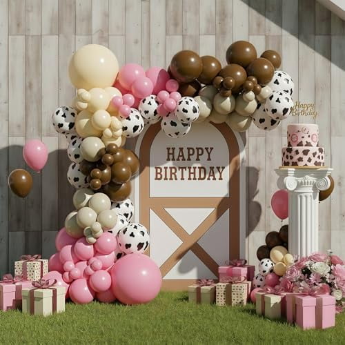 153 - Piece Balloon Arch Kit, Pink & Cow Print Balloons Set, Ideal for Baby Shower Decorations & Western - Themed Parties (Multi - Size)$$Electronics Accessories