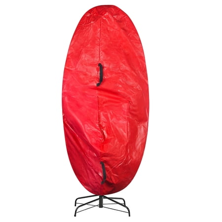 Elf Stor Premium Christmas Tree Cover for 6ft Assembled Trees, Upright Storage Bag with Zipper, Red