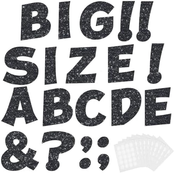 154 Pcs Large 7" Glitter Bulletin Board Letters, Poster Board Letters Alphabet Punctuation Cut Out Cardboard Letters Accessories for Classroom Display Decorating Supplies 7inch