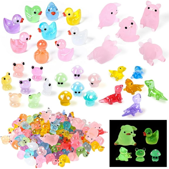 154 Pcs Mini Resin Animals Tiny Figures to Hide, Cute Miniature Figurines for Fairy Garden Accessories, Slime Charms & Party Favors Stuffers, Dollhouse Accessories