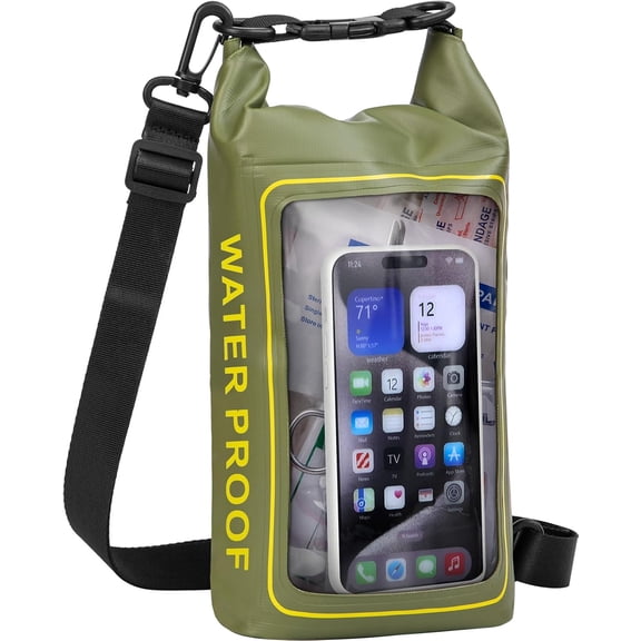 154 Pieces Waterproof Boat First Aid Kit Dry Bag with Cell Phone Bug Out Bags Pouch Roll Top Boat Emergency Kit 2-in-1 for Camping Fishing Kayaking Swimming Rafting