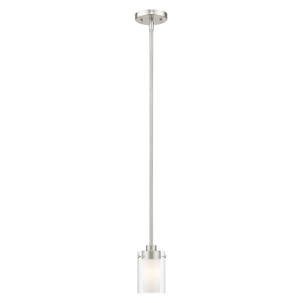 Brushed Nickel Mini Pendant with Clear and Opal Glass Shades
