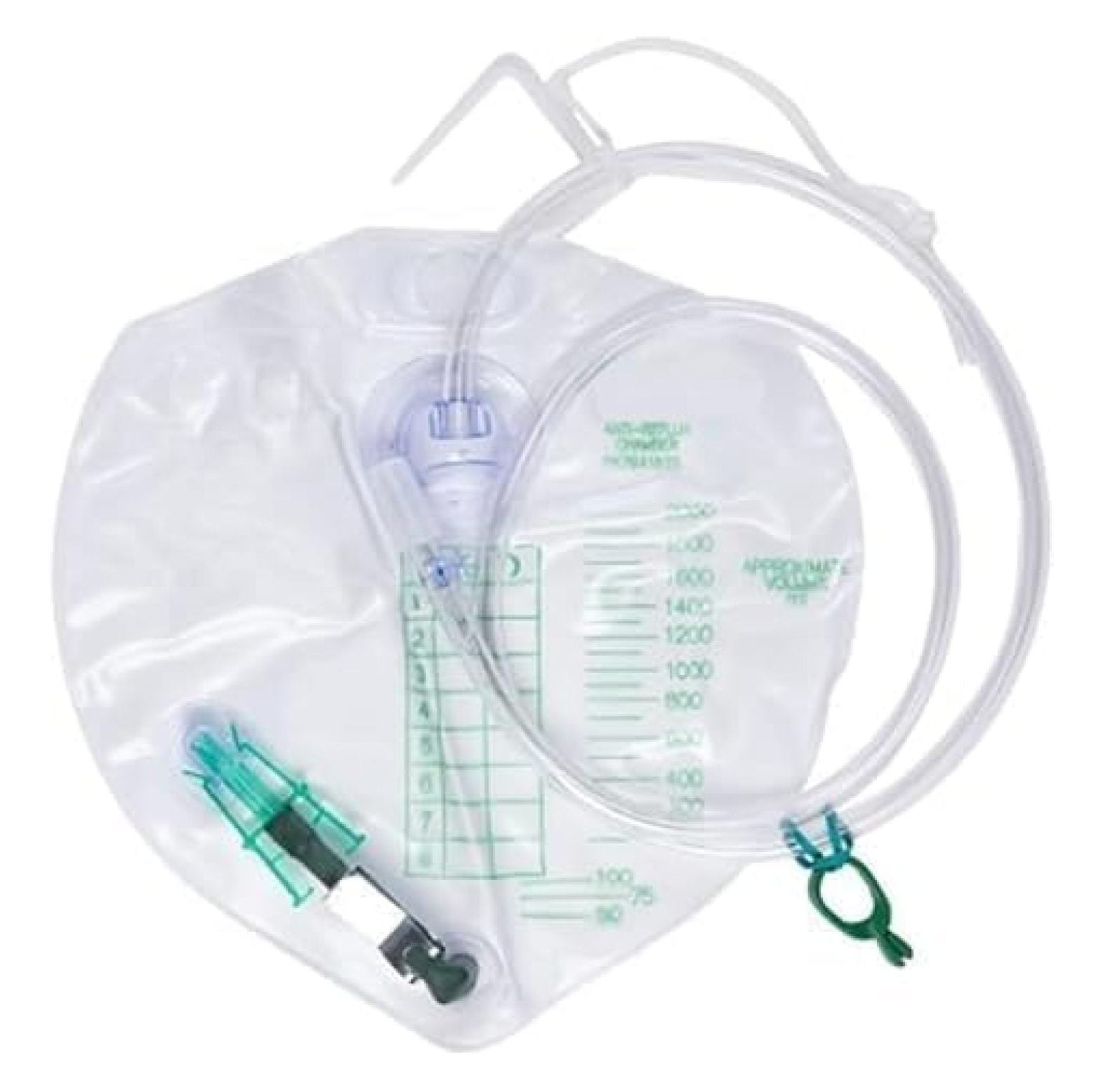 154002 Drainage Bag with Anti-Reflux Chamber, 2000mL (3-Pack)