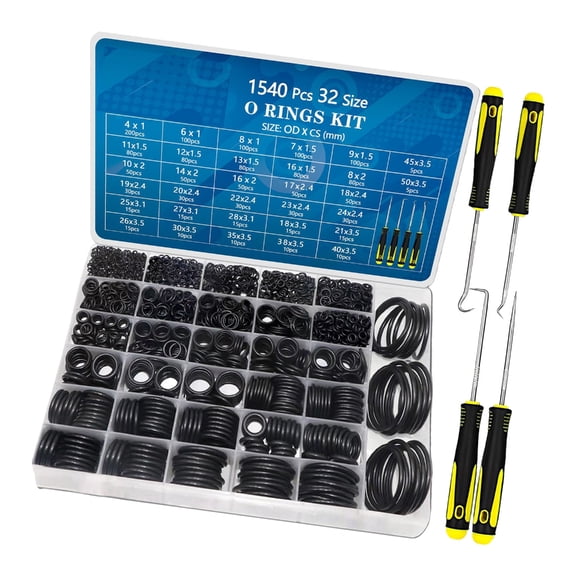 1540pcs Durability Nitrile Rubber O Rings Comes With Pick For Easy Installation In Water Pipe Systems And Equipment