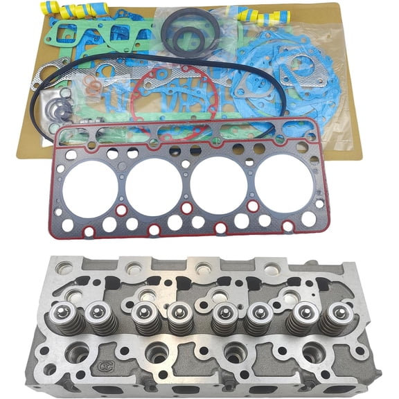 15422-03040 1542203040 V1702 DI Direct Injection Complete Cylinder Head + 1 Set Full Gasket Kit Piston Combustion Chamber 43mm for Kubota V1702 DI Engine Bobcat 743 733 Skid Loader