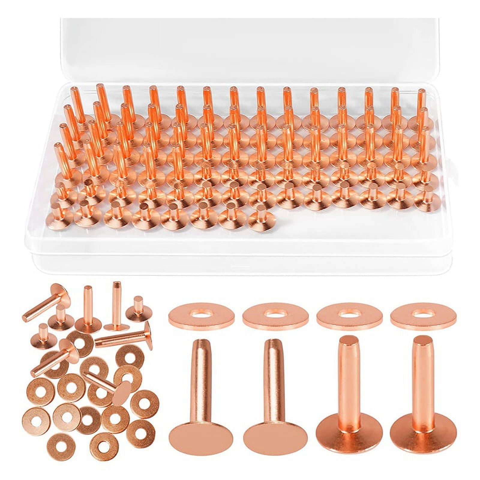 154Pcs Copper Rivets for Leather, Leather Rivets, Pure Copper Rivets and Burrs for Leather Work Jeans Jacket