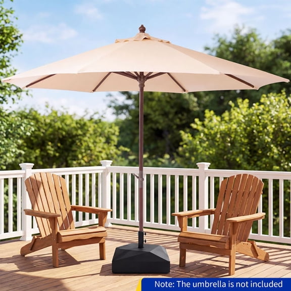 154 lbs Mobile Fillable Patio Umbrella Base with 4 Wheels, HDPE Market Umbrella Stand with Water Sand Reservoir, Locking Casters, Pole Adapters, Handle for 6-10 FT Outdoor Umbrellas