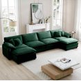 thumbnail image 1 of 155 Inch Oversized Modular Sectional Sofa with 2 Ottomans, U Shaped Sectional Couches with 37" Extra Wide Seat for Huge Person, Comfy Extra Large 4 Seat Sofa Set, Green, 1 of 9