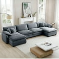 thumbnail image 1 of 155 Inch Oversized Modular Sectional Sofa with 2 Ottomans, U Shaped Sectional Couches with 37" Extra Wide Seat for Huge Person, Comfy Extra Large 4 Seat Sofa Set, Grey, 1 of 9