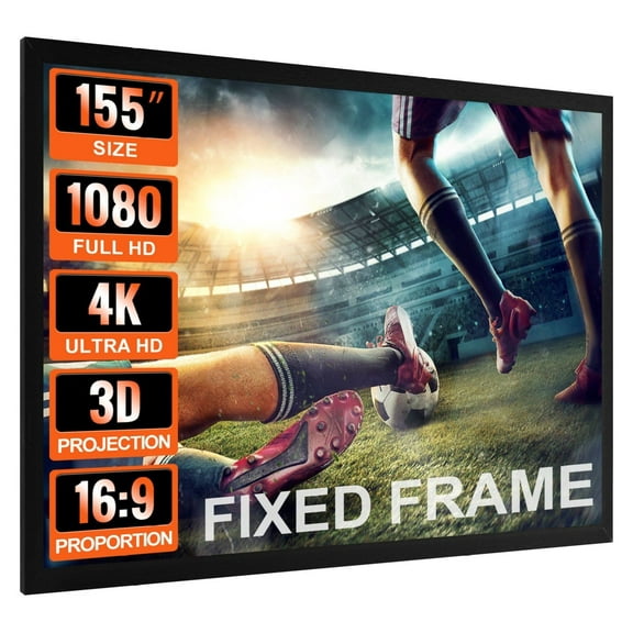155 Inch Projector Screen, 16:9 HD Portable Movie Screen, Wrinkle-Free PVC Projector Screen for Home Theater, Outdoor Movies, Presentations