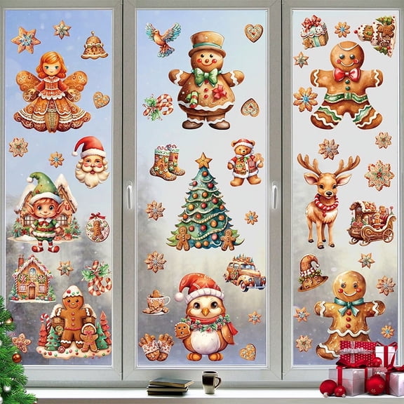 155 PCS Christmas Window Cling Sticker, White Snow for Home Party Supplies Shop Window Glass Display Decoration
