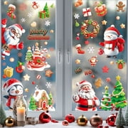 155 Pieces Christmas Window Clings Christmas Decorations Clearance Christmas Wall Sticker Double-Sided Reusable Peel and Stick Removable for Glass Living Room Delicate Lace Snowflakes