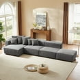 thumbnail image 1 of 155" Sectional Modular Sofa, Modern L-Shaped Corduroy Upholstered Deep Seat Corner Sofa 4-Piece Set with Reversible Chaise, Minimalist Style Couch for Living Room, Apartment, Office, Gray, 1 of 7