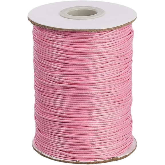 155 to 160M 1mm Wax String Pink Macrame Cord Round Wax-Coated Polyester Braid Waterproof Thin Long Korean Artisan Beading Thread