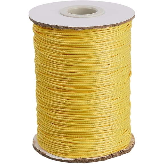 155 to 160M Gold Wax Cord 1mm Waxed Thread Polyester Braid Wax-Coated Waterproof Thin Long Macrame Artisan Beading String