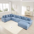 thumbnail image 1 of 155''x79'' Oversized Cloud Modular Sectional Sofa| Convertible Corduroy L Shaped Couch with Ottoman|Deep Seat|Extra-Wide Armrests|Ergonomic Design|Easy Assembly|for Living Room,Office - Blue, 1 of 9
