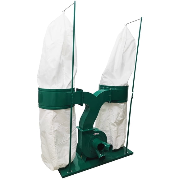 1550 CFM Woodworking Dust Chip Collector Dual Polyester Filter Bags 81.3 Gal