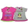 thumbnail image 1 of Just Love Ruched Side Graphic T-Shirts for Girls (Pack of 2) (Fuchsia / Grey, 10-12), 1 of 1
