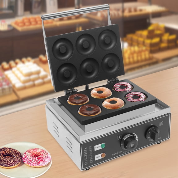 1550W 6 Holes Donut Maker Machine 33*27*23cm Non-Stick Donut Making Machine for Home Bakery Cafe Snack Bar