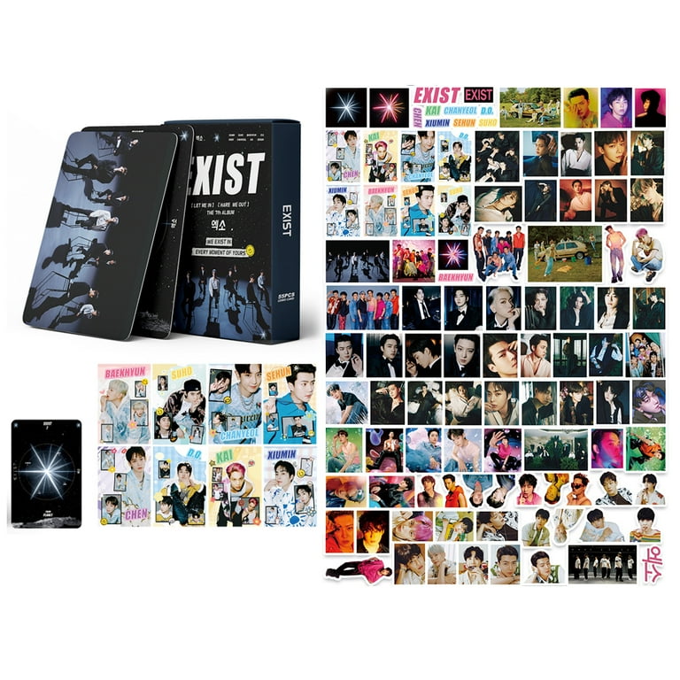155Pcs EXO Gift Set EXO 55pcs LOMO Cards & 101Pcs Sticker pack