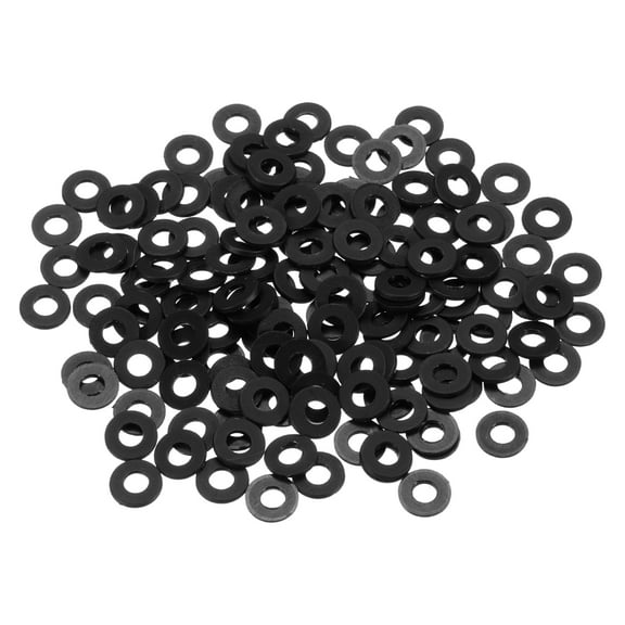 155Pcs M4 Nylon Flat Washers Plastic Washer 4mm ID 10mm OD 1mm Thick, Black