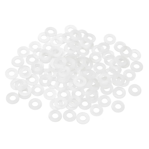155Pcs M5 Nylon Flat Washers Plastic Washer 5mm ID 8mm OD 1mm Thick, White