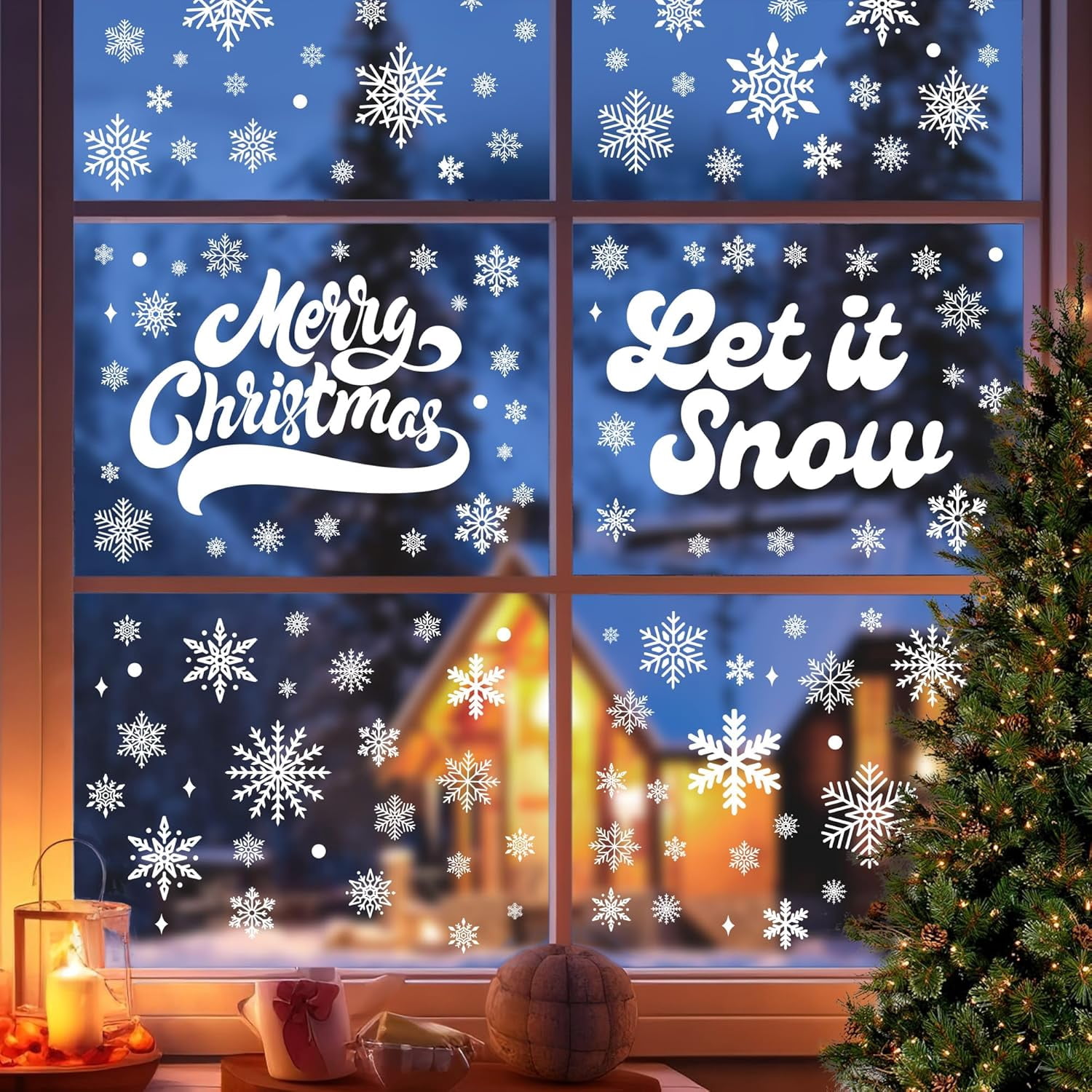 Window Paper Snow 155Pcs Snowflake Christmas Window Clings - Christmas Decorations ...