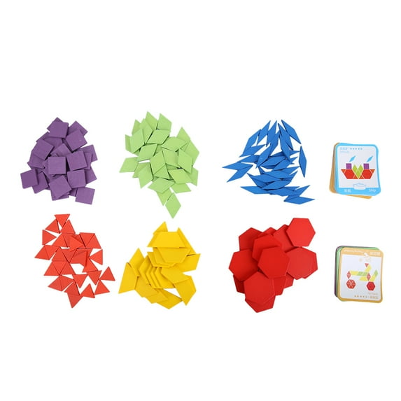 155Pcs Wooden Geometry Shape Tangram Children Building Blocks Puzzle Educational Game Toy