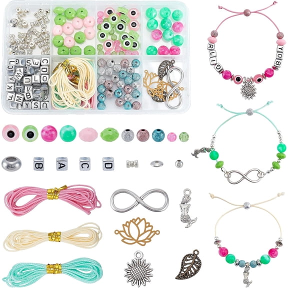 155pcs Beads Bracelet Making Kit Evil Eye Jewelry Making Lucky Necklace Making Flower Charms Loose Beads for Seaside Jewelry Making Crafts Bracelet Necklace Making