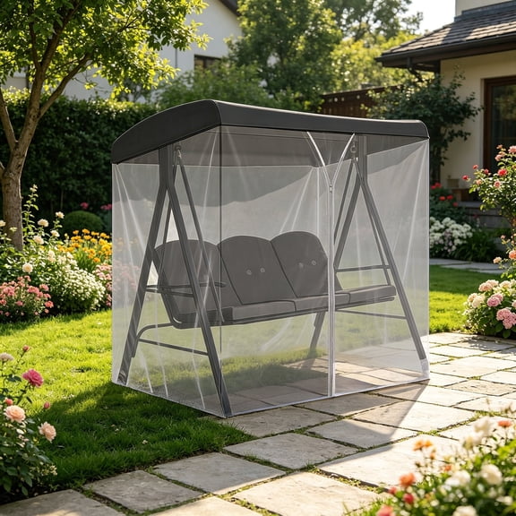 155x125x200cm Outdoor Swing Mosquito Net, Hanging Mesh Net Cover for Patio Garden Yard Swing Chair Hammock, Bug Insect Protection Screen