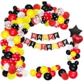 thumbnail image 1 of 156 Pcs Cartoon Mouse Balloons Arch Garland Kit 18'' 12'' 10'' 5'' Foil Confetti Black Red Yellow White Latex Balloons for Mouse Theme Birthday Party Supplies Baby Shower Birthday Wedding Decoration, 1 of 3