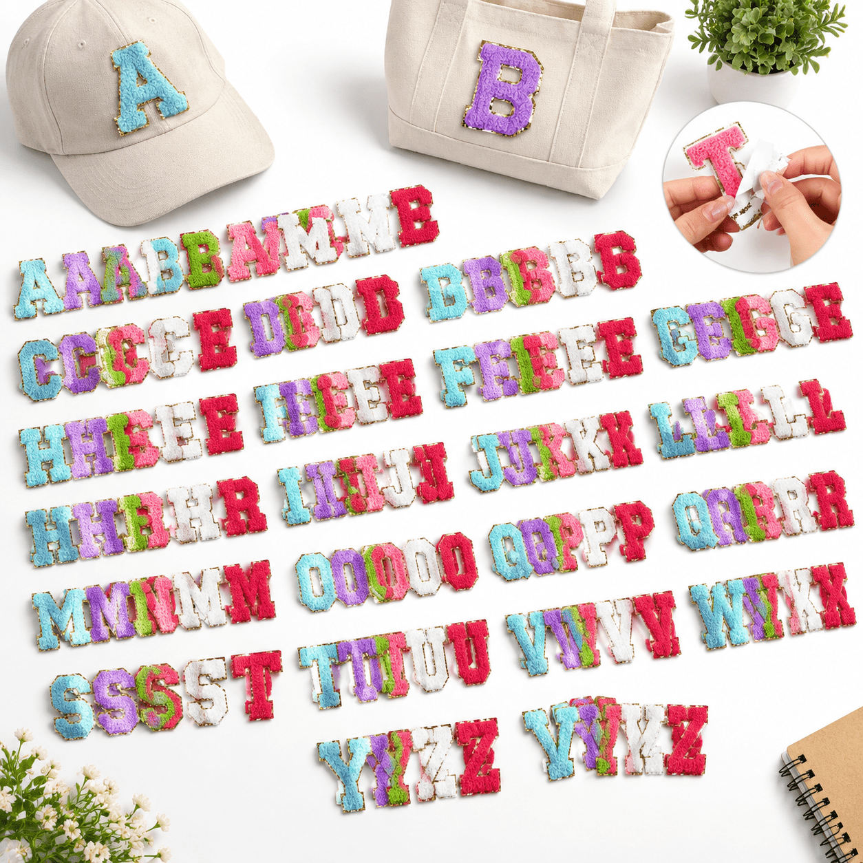 156-Piece Chenille Iron-On Letter Patches, Felt Alphabet for Clothing ...
