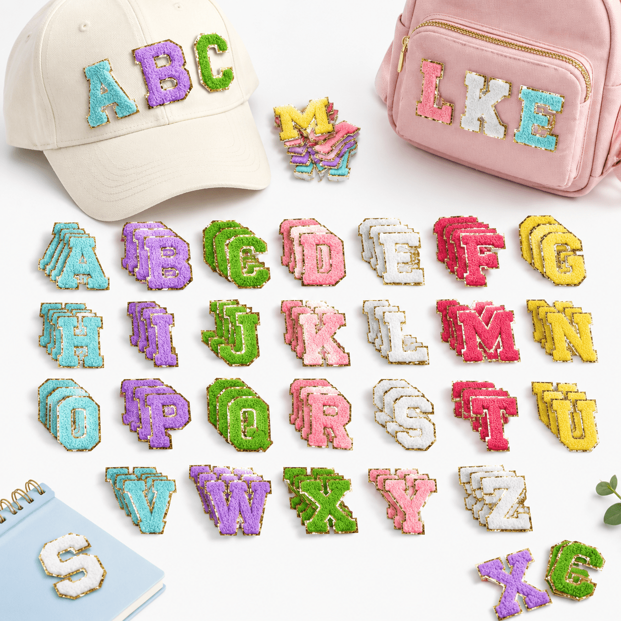 156-Piece Chenille Iron-On Letter Patches, Preppy Felt Alphabet for ...