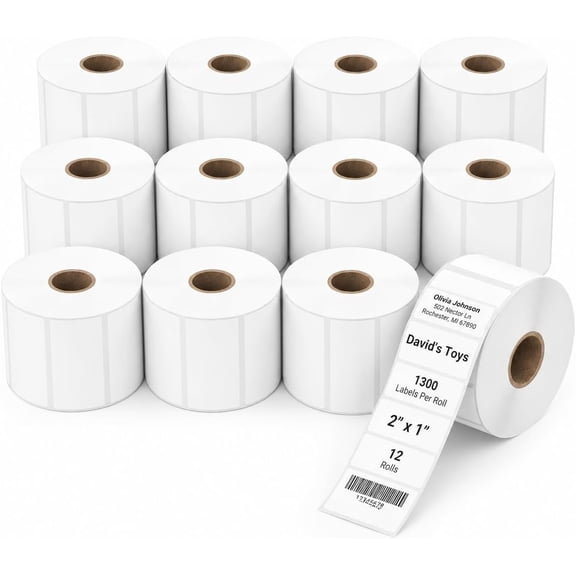 15600 count 2x1 Direct Thermal Labels Fit for ZD411 ZD410 LP2824, 2" x 1" Matte White Return Address Labels Compatible with Rollo, , Munbyn, Jadens, Arscan Label Printers