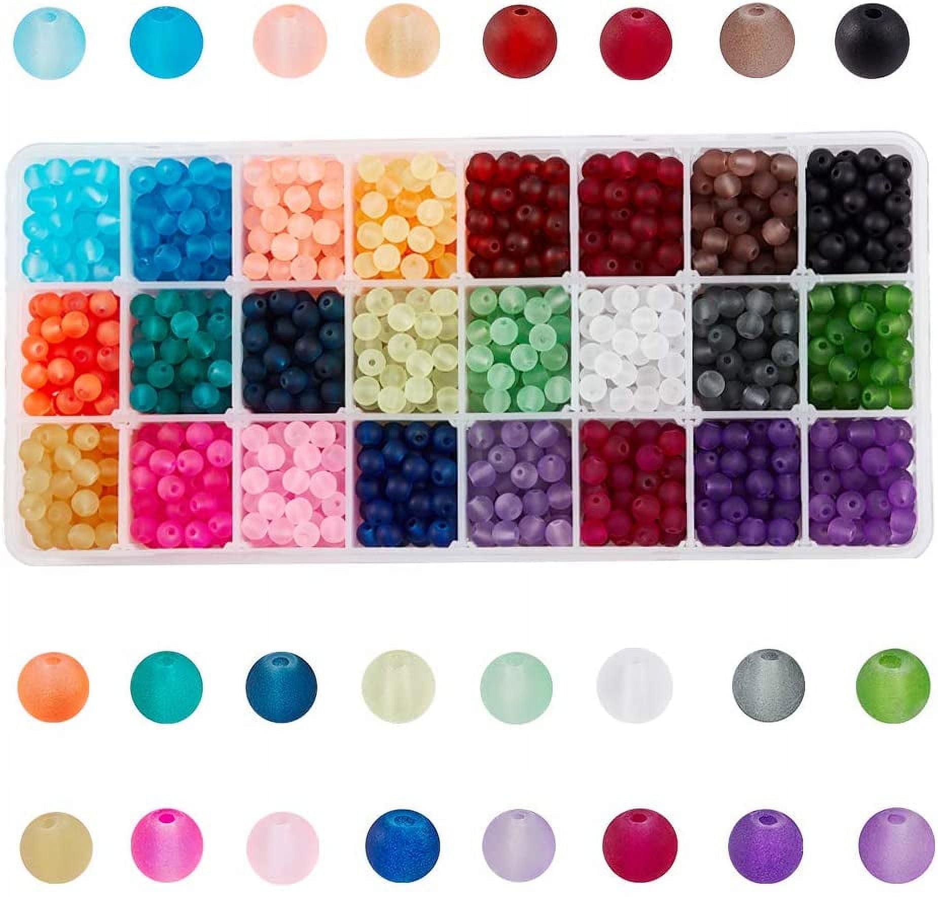 1560pcs 6mm Frosted Glass Beads Candy Color for Bracelets Making