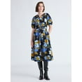 thumbnail image 1 of Free Assembly Women's and Women's Plus Cotton Midi Dress with Puff Sleeves, Sizes XS-4X, 1 of 5