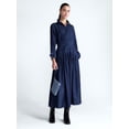 thumbnail image 1 of Free Assembly Women's Belted Smocked Waist Denim Midi Shirtdress, Sizes XS-XXL, 1 of 4