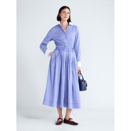 Free Assembly Women’s and Women's Plus Smocked Gingham Shirtdress, XS-4X