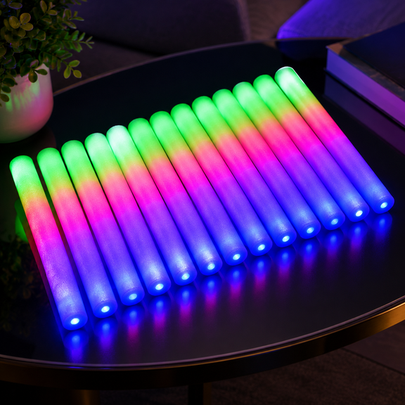 156pcs/pack LED Foam Glow Sticks with 3 Light Modes for Party Favors