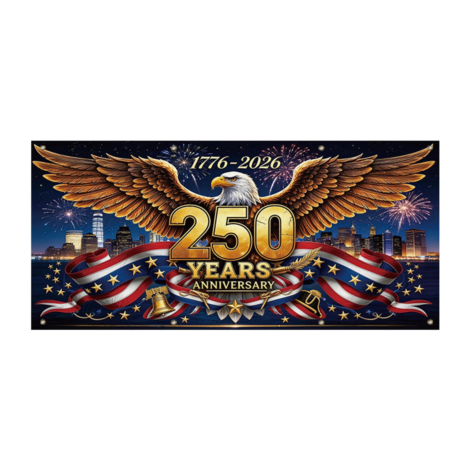157.4X72.8 In 250Th Usa Anniversary Patriotic Garage Door Cover Bird Flag 4Th Of July Decor