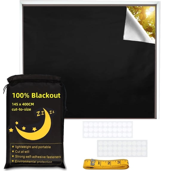 157" x 57" Blackout Shades for Bedroom, Portable DIY Blackout Blinds with Stickers and Tabs, Temporary Blackout Shades,No Drill Window Shades Blackout Blinds for Baby Nursery, Travel, Dorm Room