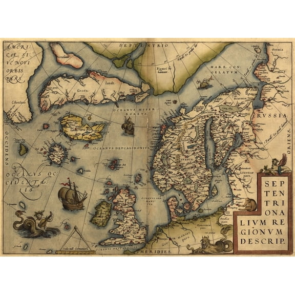 1570 Map Of Northwest Europe And The North Atlantic Ocean. From Abraham Ortelius' Atlas History
