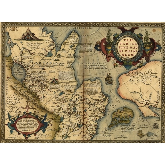 1570 Map Of "Tartaria" Spanning All Of Northern Asia From The Ural Mountains To The Pacific Ocean. From Abraham Ortelius